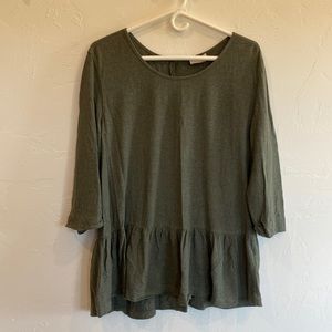 Wrap London green 3/4 sleeve top with back zip detail
